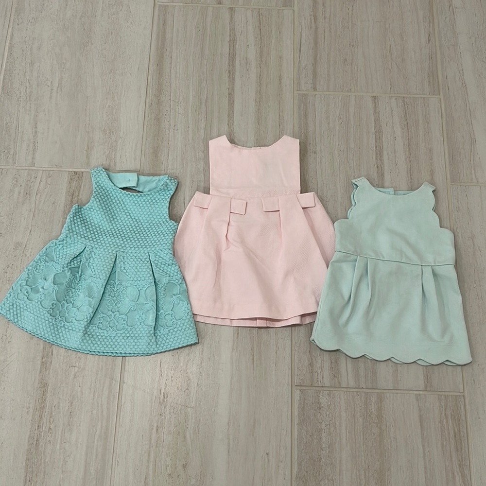 Janie and Jack and Jacadi Aqua and Pink Dresses